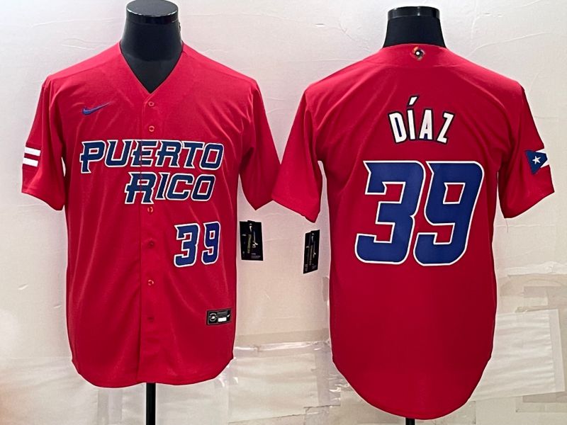 Men 2023 World Cub 39 Diaz Red Nike MLB Jersey1